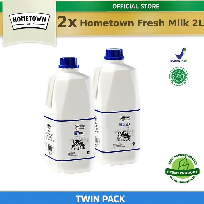 

Hometown Fresh Milk Susu Segar 2L (Isi 2 Botol) - Twin Pack