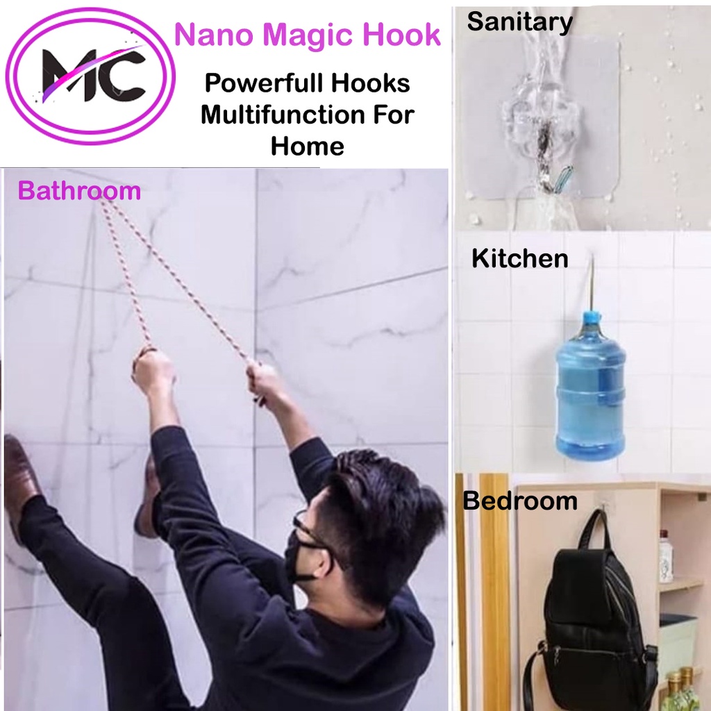 Gantungan Kunci Motor Mobil Masker Baju Gantungan Tempel Stiker Dinding Tempelan Nano Magic Hook