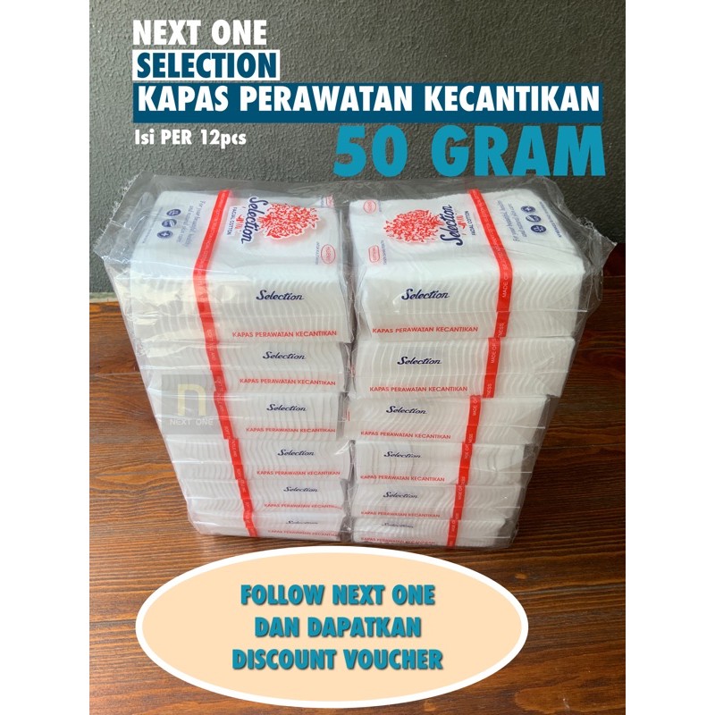 NEXT - SELECTION KAPAS FACIAL COTTON 50gr PER 12pcs GROSIR