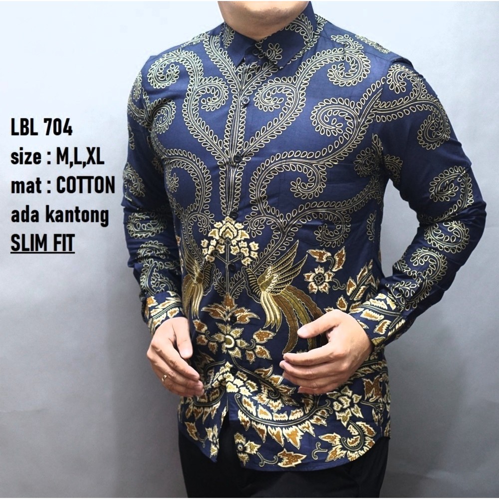 KEMEJA BATIK PRIA SLIM FIT LENGAN PANJANG LUIGIBATANI BAJU BATIK PRIA SLIM FIT KATUN LBL704