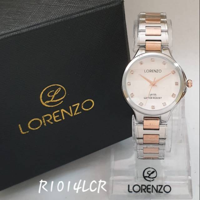 Jam Tangan Wanita Lorenzo R1014LCR Silver Combinasi Rosegold Original Water Resist.