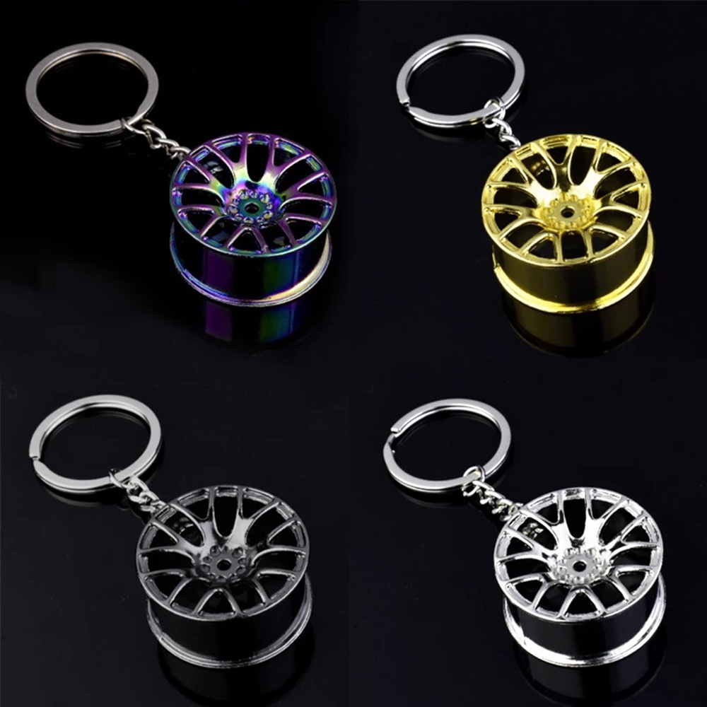 QUINTON Zinc Alloy Car Key Ring Tire Styling Pendant Key Chain Fashion Key Holder Keyrings Wheel Hub Keychain/Multicolor