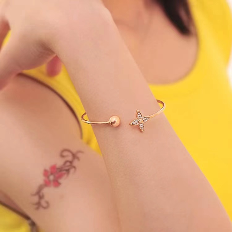 (Hello Girl)G03 Gelang Tangan Mata Bunga Dazzling Permata Putih Wanita Import
