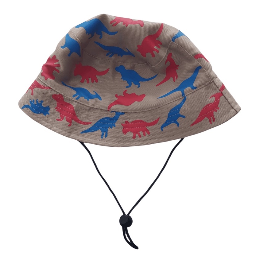 Bucket Hat Anak Tali Karakter Zebra / Macan / Dinosaurus / Jerapah Usia 2-8 Tahun Laki Perempuan