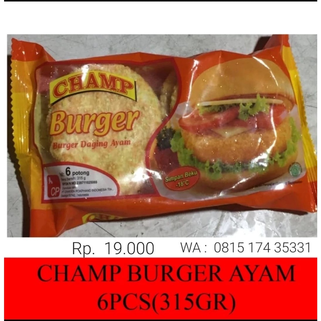 

Champ Burger 315gram New