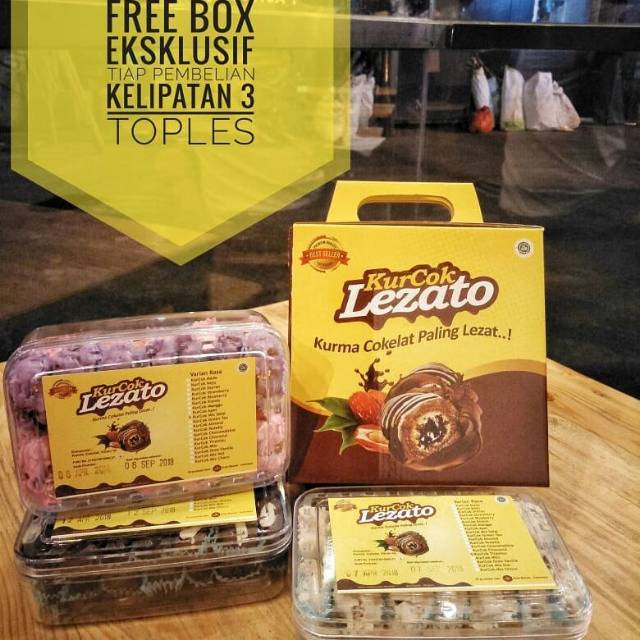 

1 Paket (isi 3 toples) Kurma Coklat Lezato varian Premium