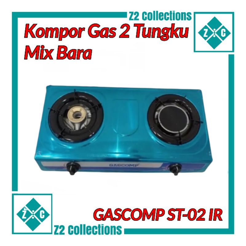 GASCOMP ST-02 IR Kompor Gas 2 Tungku Mix Inframerah Kompor Stainless Tungku Bara Kompor Infrared