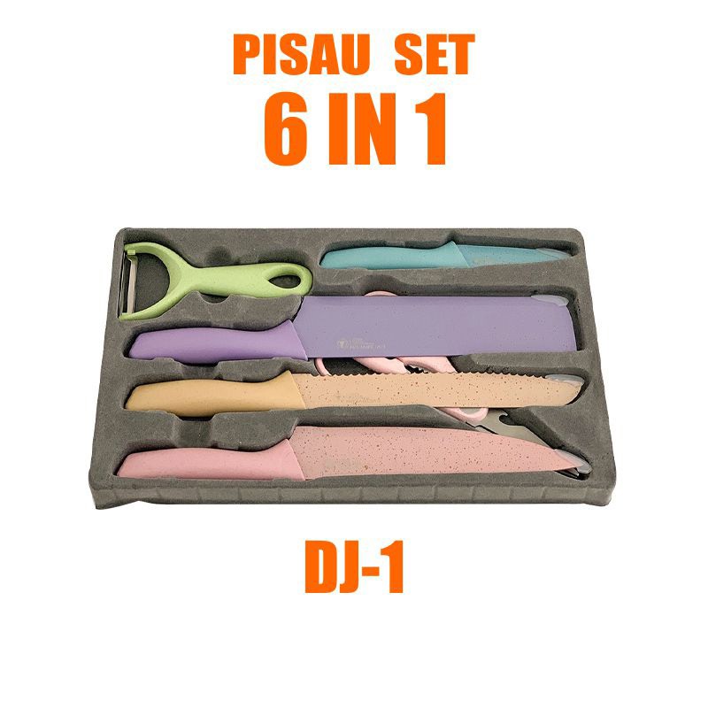Pisau Set Dapur Anti Lengket knife Pisau Tajam Isi 6pcs Pisau Buah Pisau Dapur Pisau serbaguna WHFURNITURE