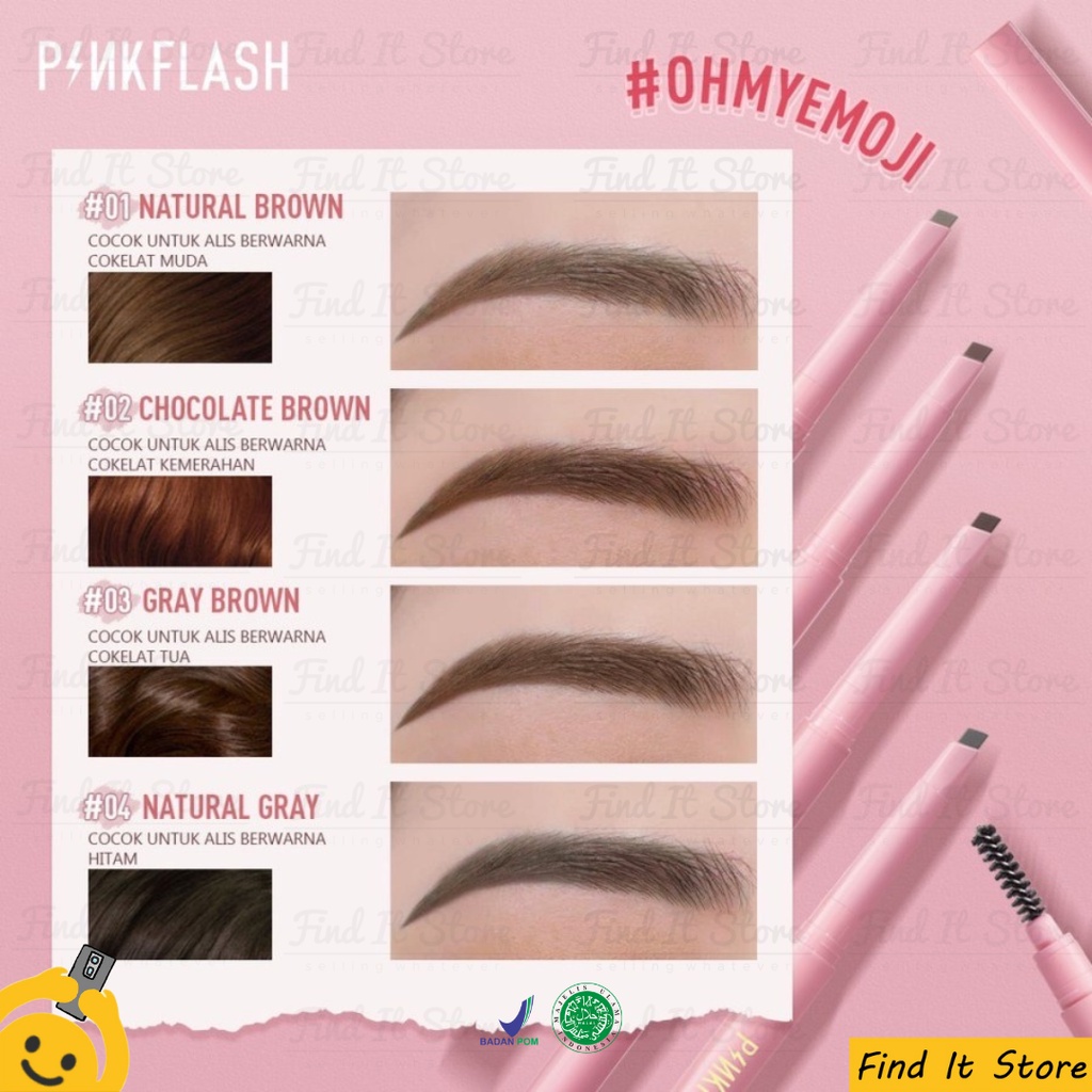 PINKFLASH Waterproof Auto Eyebrow Pencil | Pensil Alis Matic | Eyebrow BPOM