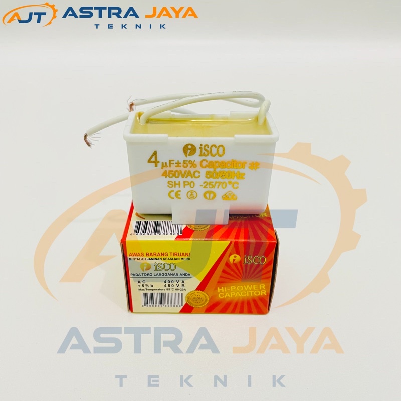 Kapasitor Kotak 4uf / 6uf / 8uf / 10uf Mikro 450V Kabel / Capacitor Kipas Angin / Mesin Cuci / Pompa