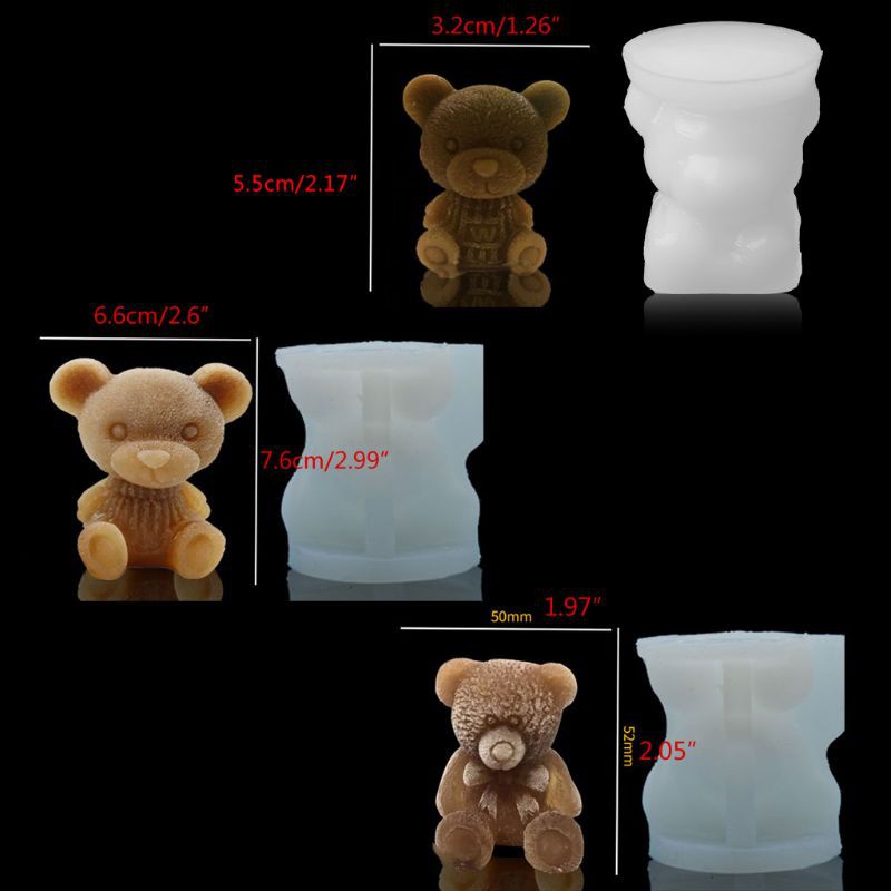 Cetakan Sabun / Lilin / Es Handmade Diy Bentuk Bayi Beruang 3d Bahan Silikon