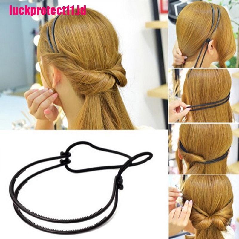 Ikat Rambut Elastis Double Layer Adjustable Untuk Wanita