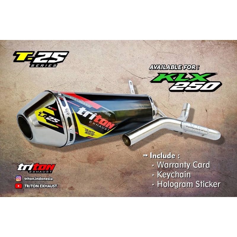 Knalpot KLX 250 CRF 250 Original Triton Exhaust Full System BERGARANSI