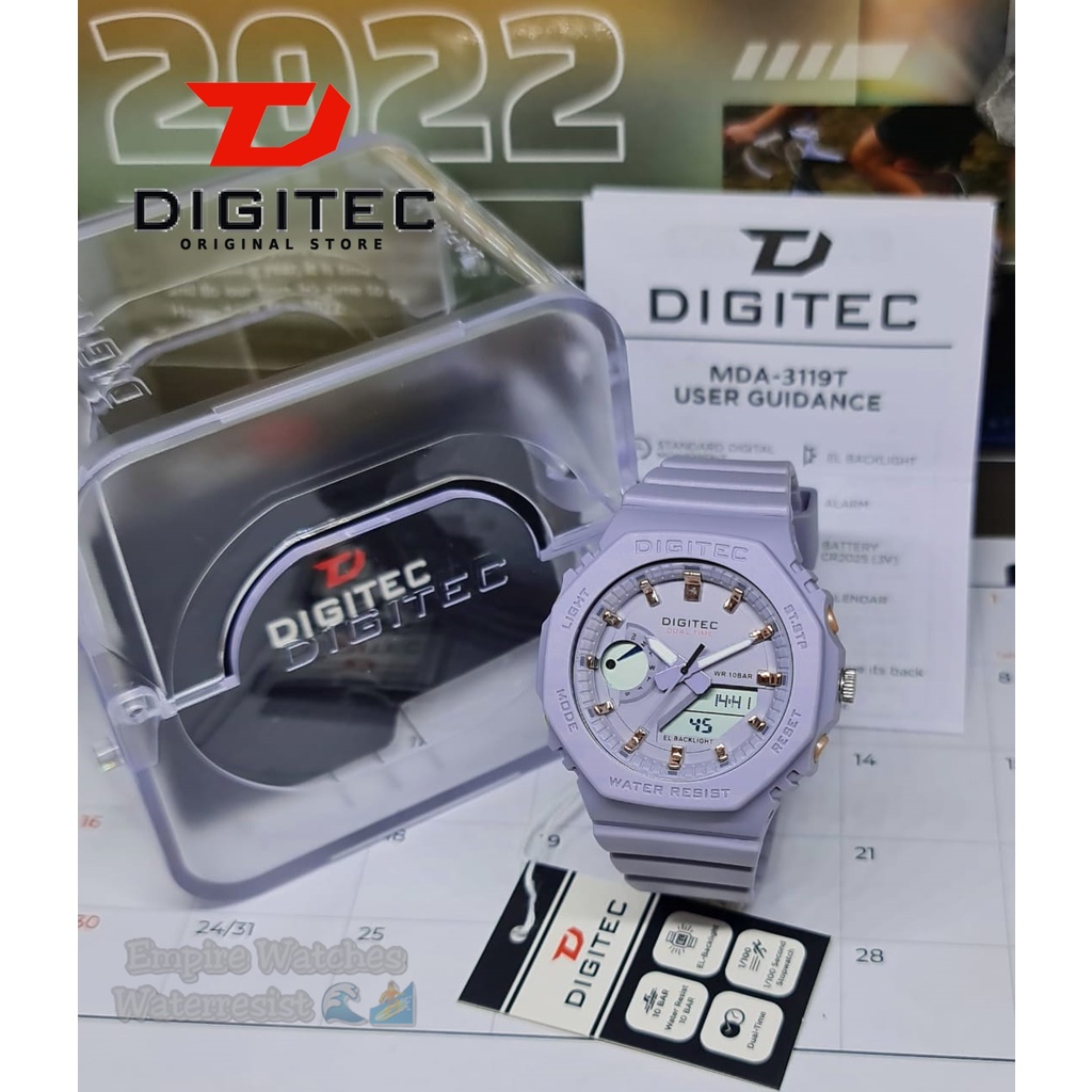 Jam Tangan Digitec DG3119T 3119 Wanita Cewek Analog Digital Strap Rubber Dualtime Kualitas Original Waterproof