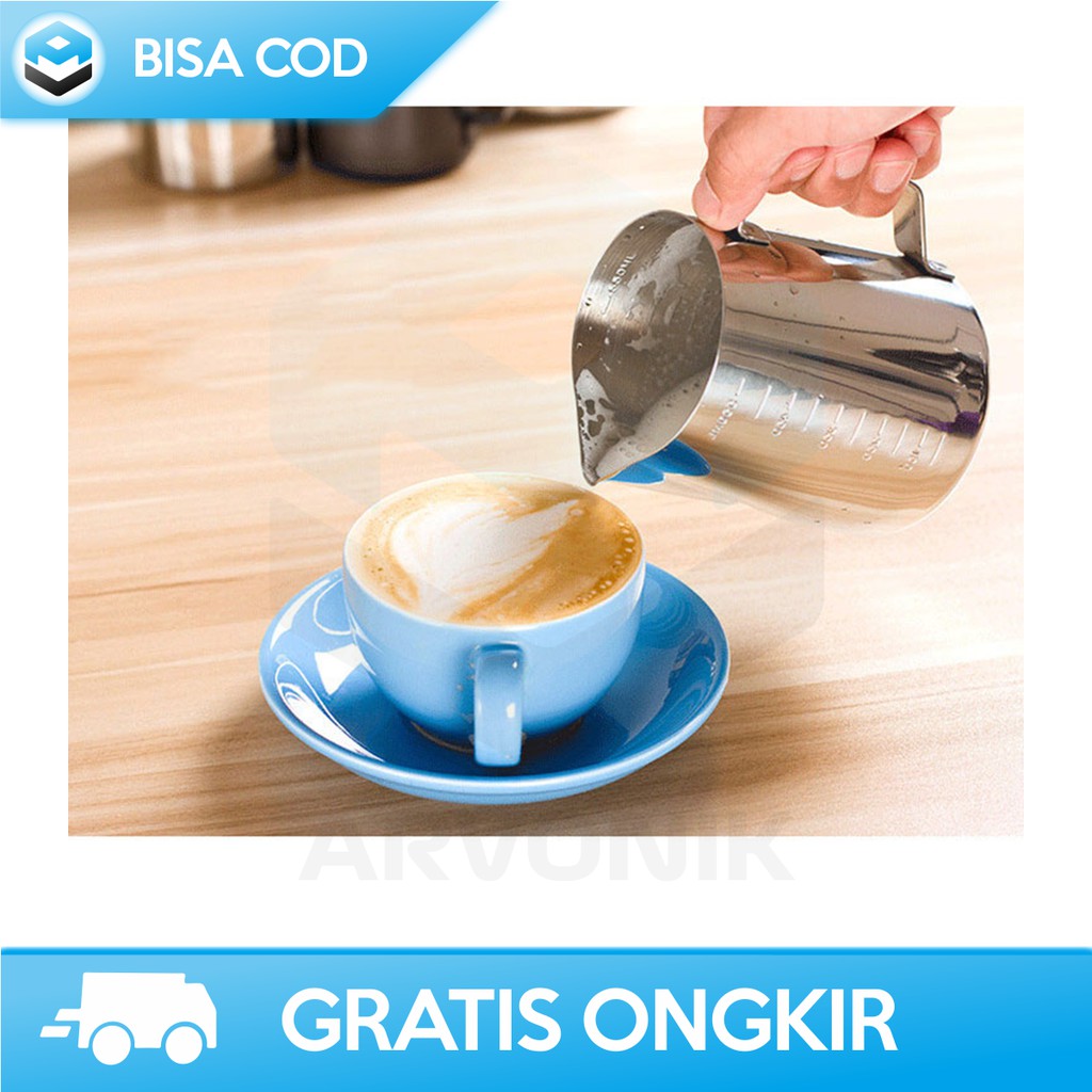 MILK JUG GELAS PITCHER KOPI ESPRESSO LATTE ART STAINLESS STEEL 350ML - ORIGINAL ONETWOCUPS ZM0078