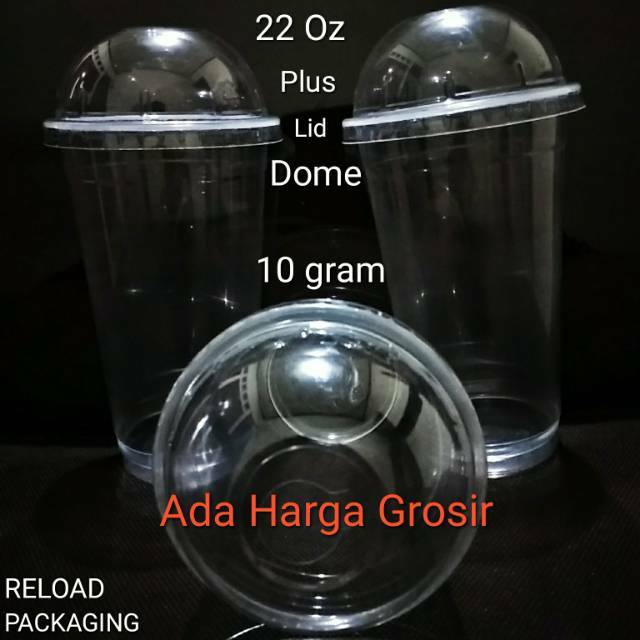 

Gelas Plastik PP 22oz Plastic Cup PP 22 oz PLUS TUTUP CEMBUNG LID DOME TERBARU READY