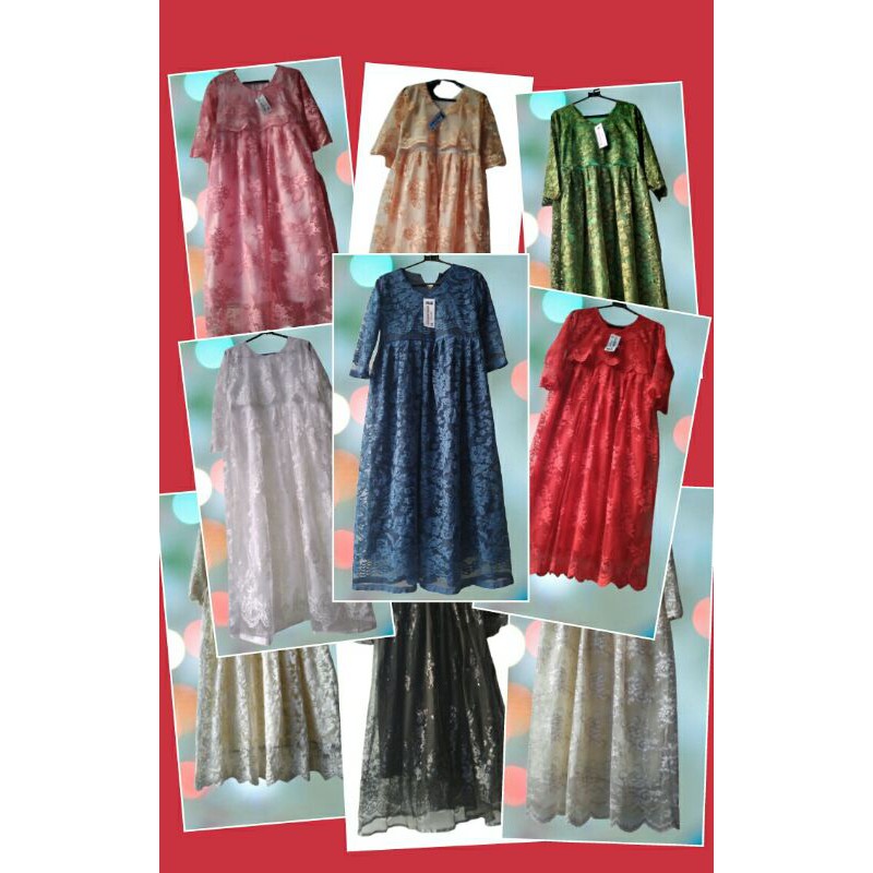 Dress Dres Anak Full Brokat Brukat Tulle / Tile , Baju Muslim Anak Perempuan, Dress Gaun Pesta