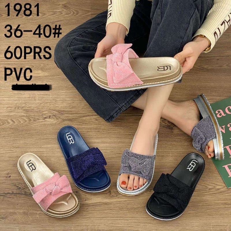 SANDAL SLOP PITA SANDAL GLITER SANDAL JELLY IMPORT TEBAL SANDAL LRC CANTIK SANDAL SLOP JELLY 1981