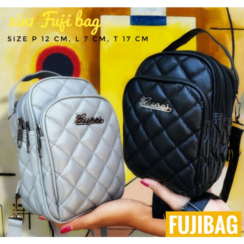 FUJI 3IN1 BAG- TAS KECIL STYLISH 3 RUANG- TAS MULTIFUNGSI BISA DI TENTENG/SELEMPANG/RANSEL