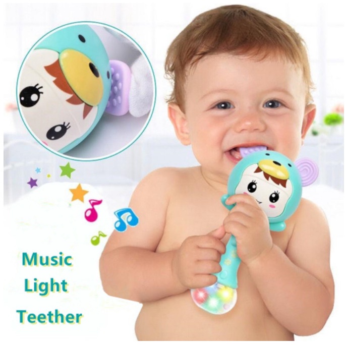 MAINAN BAYI GENGGAM/TEETHER BAYI /RATTLE HAMMER DENGAN MUSIK DAN LAMPU