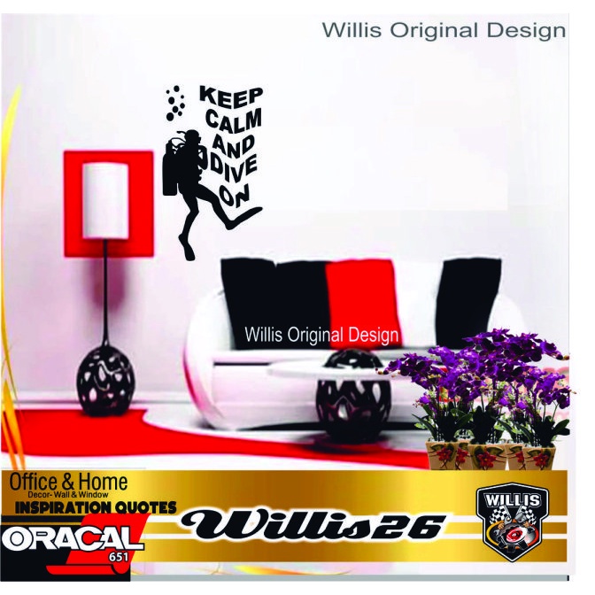 Wall Sticker Keep Calm Dive Dinding Kaca Toko Diving Rumah Stiker