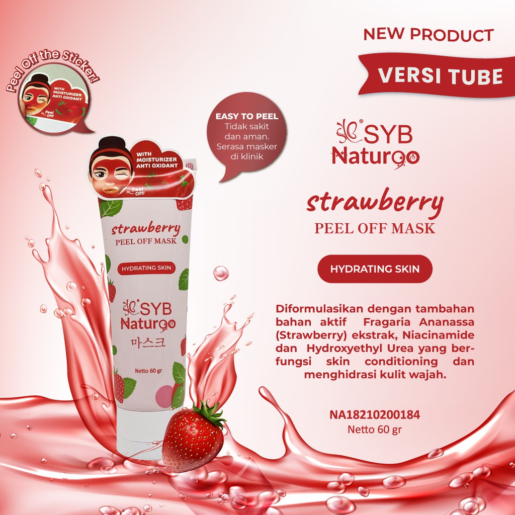 TIKTOK - SYB Naturgo Peel Off Mask 60g - NATUR90 Lightening - Shills Charcoal Acne Chocolate Strawberry Gold Goat Milk