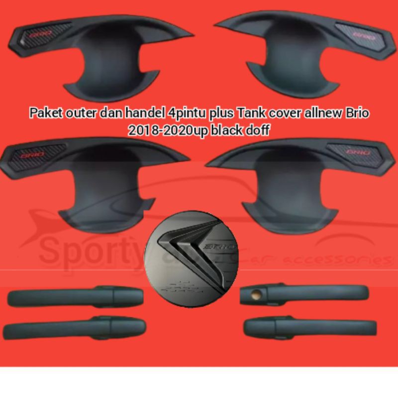 outer dan handel plus tank cover allnew brio 2019-2022up 4pintu black doff