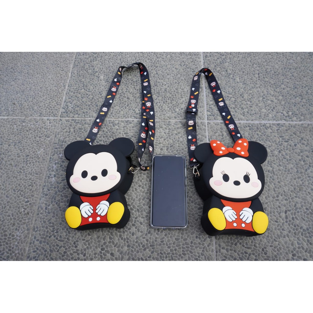 GL Tas Selempang Bahan Silikon Motif Kepala Beruang / Minnie/Minkey Besar