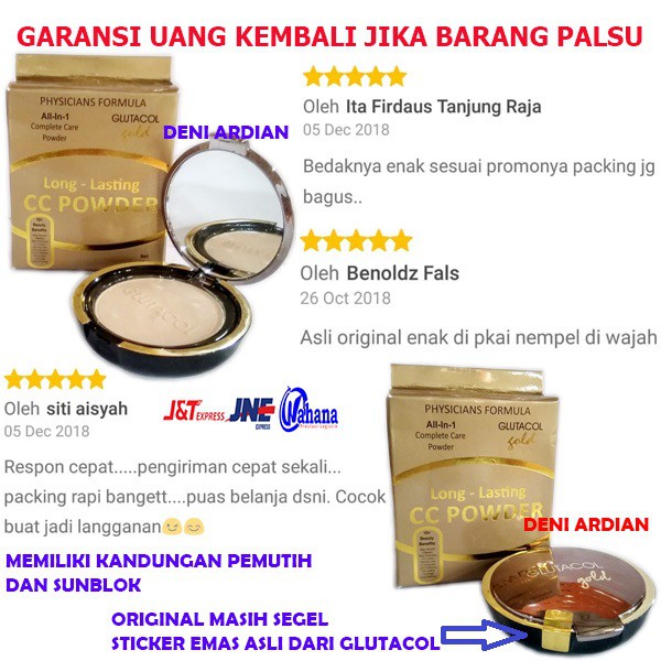 Bedak Glutacol Gold Cc Powder Original Bedak Asli Aman Bedak Terbaru Shopee Indonesia