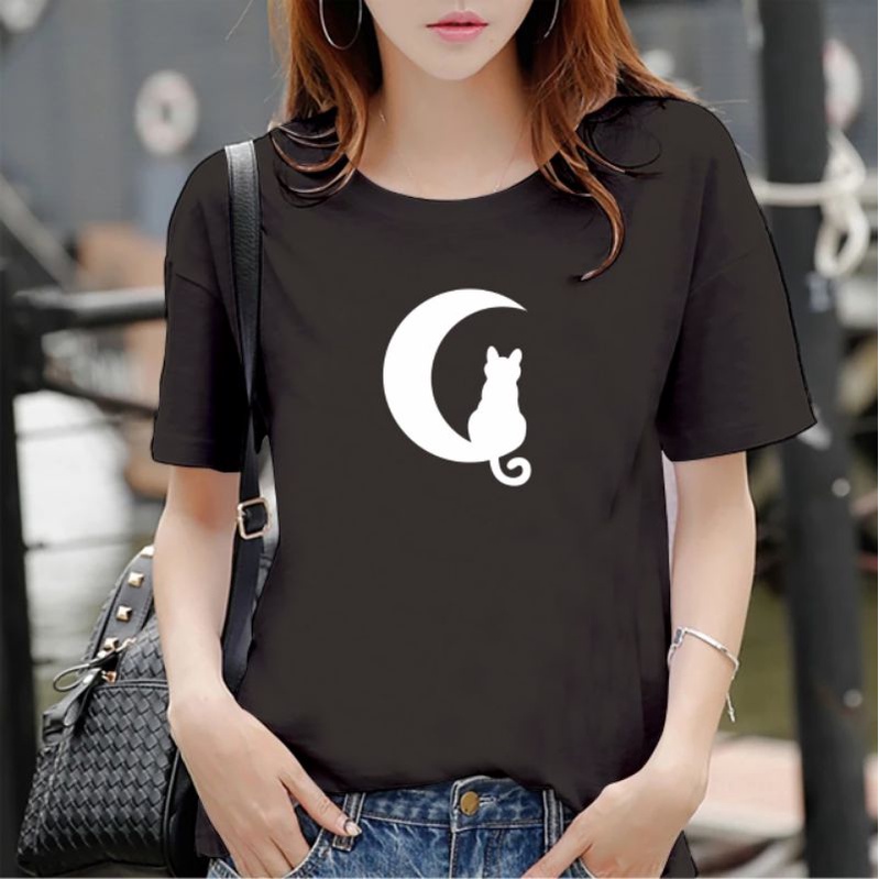 kaos wanita Oneck sabit kucing cotton baju distro wanita kaos murah