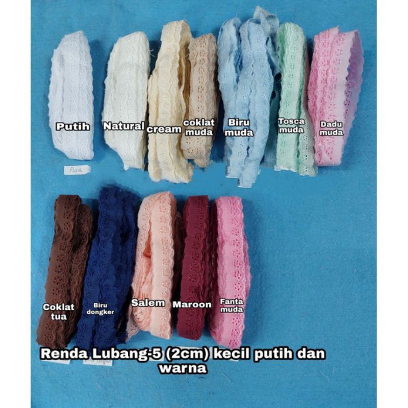 Renda katun bordir lubang 5 warna warni