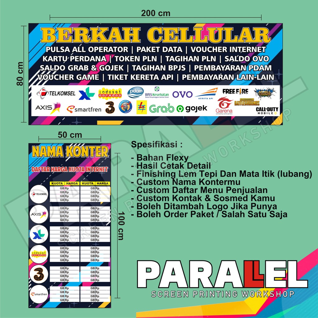 SPANDUK KONTER PULSA, SPANDUK COUNTER PULSA, SPANDUK JUAL PULSA, BANNER JUAL PULSA