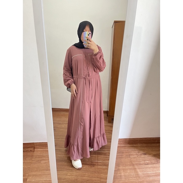 ABAYA DRESS SWAROVSKI CERUTI Busui PREMIUM UMroh haji  FULL FURING TILE maxi dress arab turki