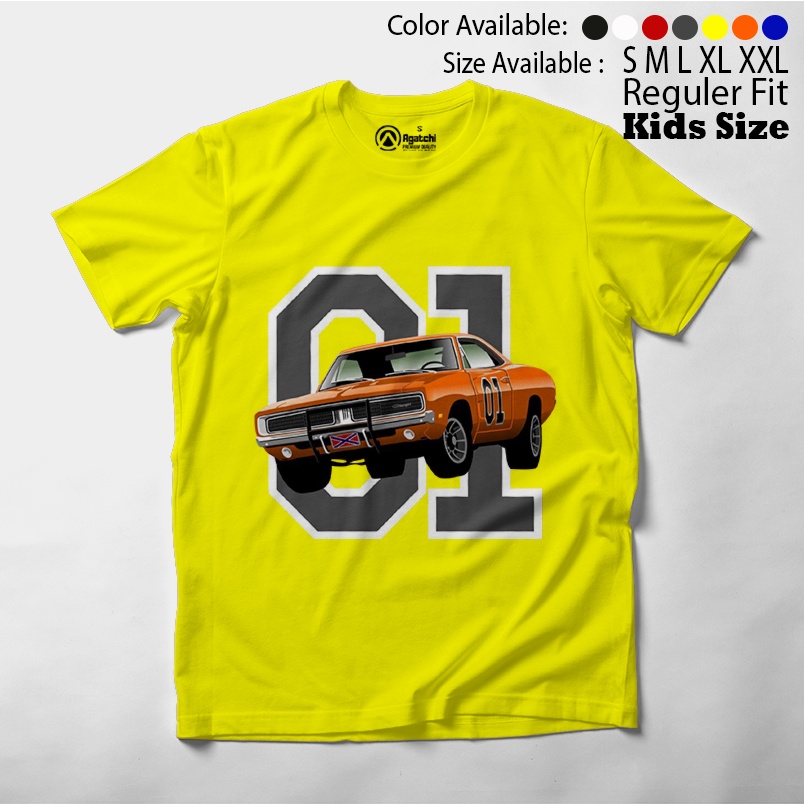 Baju Anak / Kaos Atasan Anak / Kids T Shirt The Duke of Hazzard General Lee Mobil Balap Terbang