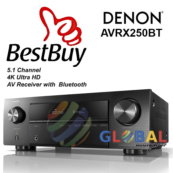 Denon AVR X250BT AV Receiver 5.1 Ch Bluetooth Amplifier 4K Ultra HD AVR-X250BT AVRX-250BT 250 BT AVRX250BT