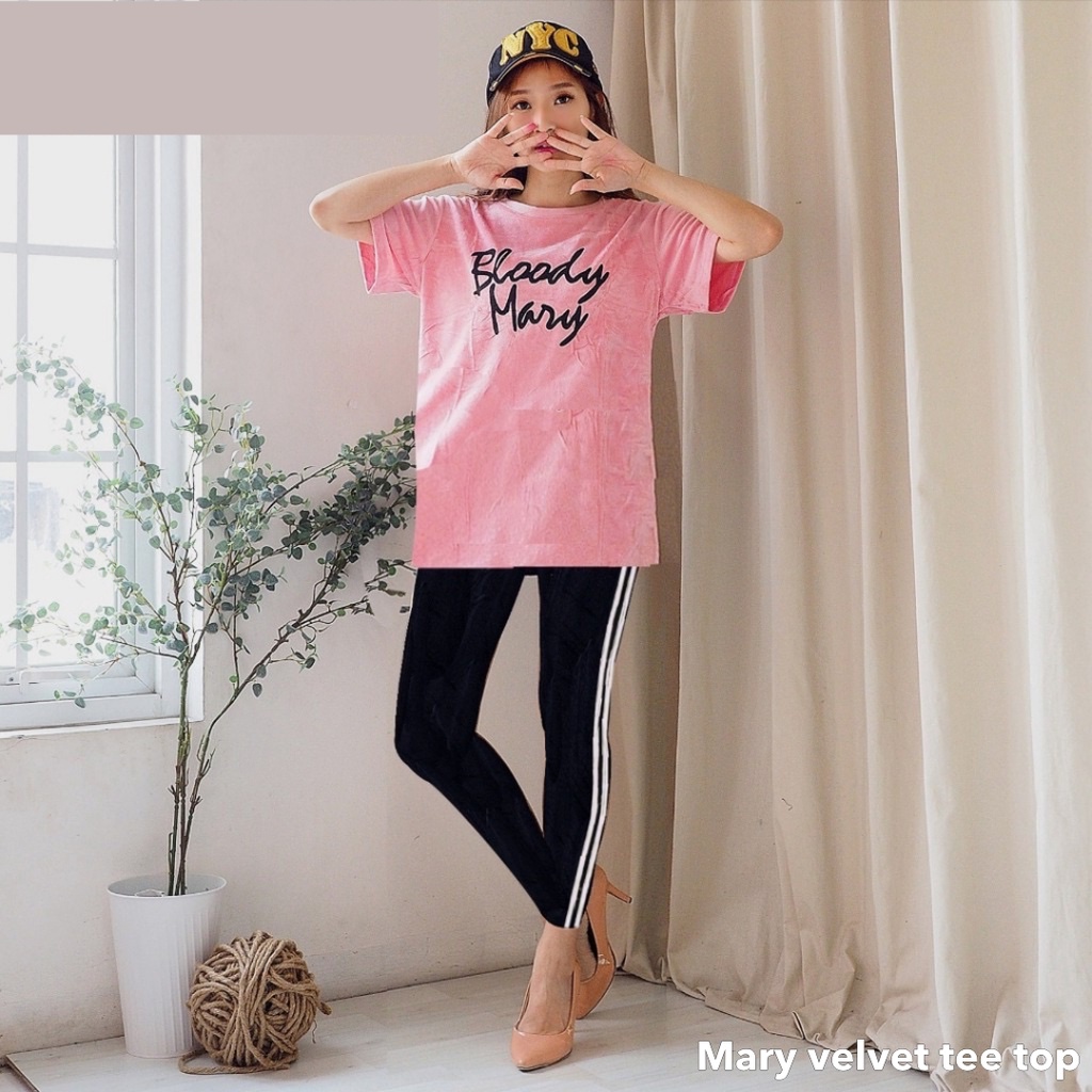 Mary velvet tee top -Thejanclothes