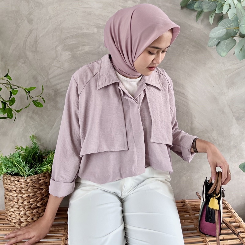 BEFAST - ZRX OOTD Kemeja ELMA / Anne Crop Shirt / Kemeja Crop Wanita Terbaru / Hem Polos Formal / Pakaian Casual Wanita / OOTD Remaja Wanita Ala Korean Style / Kemeja Kerja Trendy / Terlaris / Hem Bisa Di Jadikan Outer