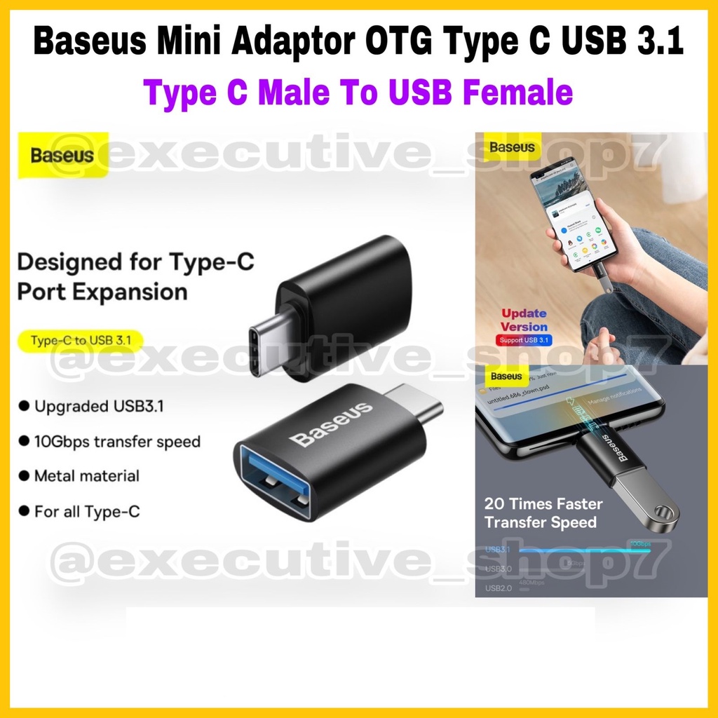 Baseus Mini Adaptor OTG Type C to USB 3.1 - Type C Male to USB Female - Garansi Resmi 6 Bulan