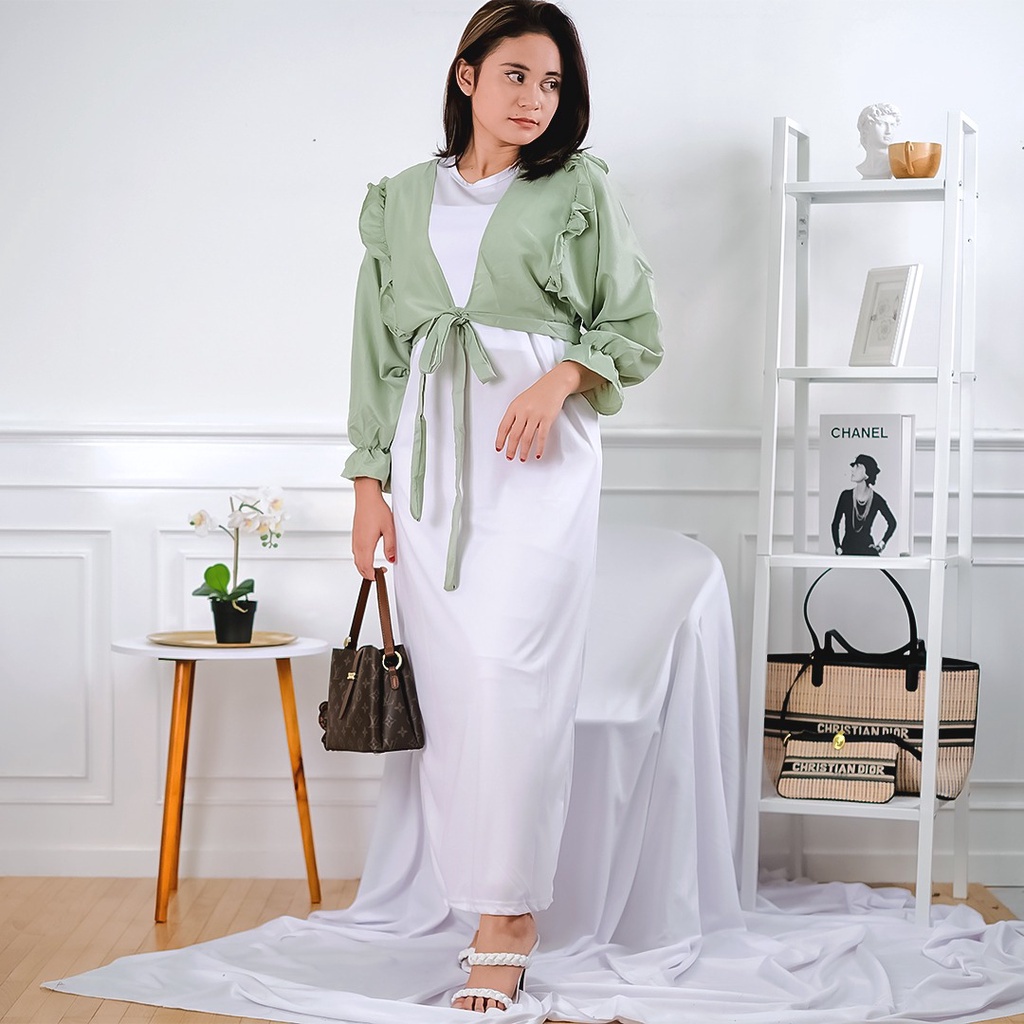 AFI - EC - Serayu Dress Outer Set-Sage - Putih