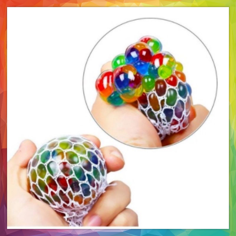 Squishy Rainbow Deluxe Mesh deluxe anti stress ball bola anggur