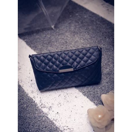 NR tas slempang clutch kulit retro shoulder chain Mango clutch bag bta100   Hitam