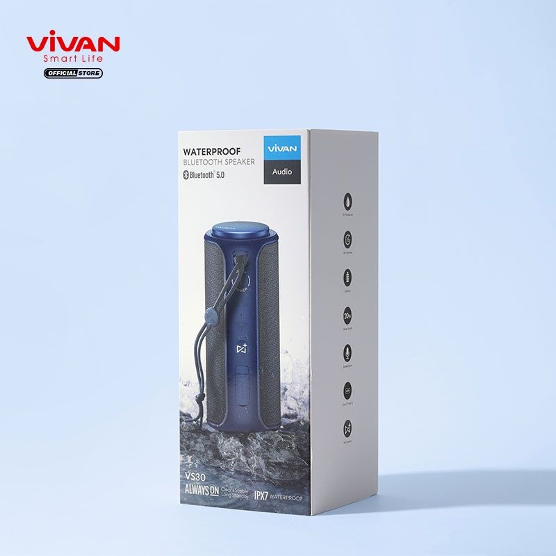 (VROFFSTORE) Vivan Bluetooth Speaker VS30 Portable Waterproff IPX7 Subwover 20Watt 15 Jam playtime Garansi 100% Original