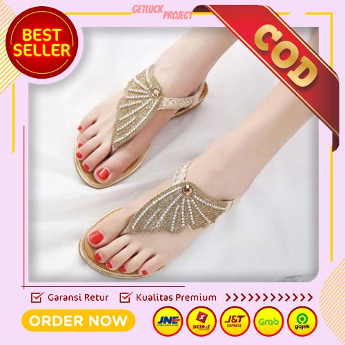 PROMO Sendal sandal selop wanita teplek flat murah terlaris cewek korea kekinian terbaru COD GP86