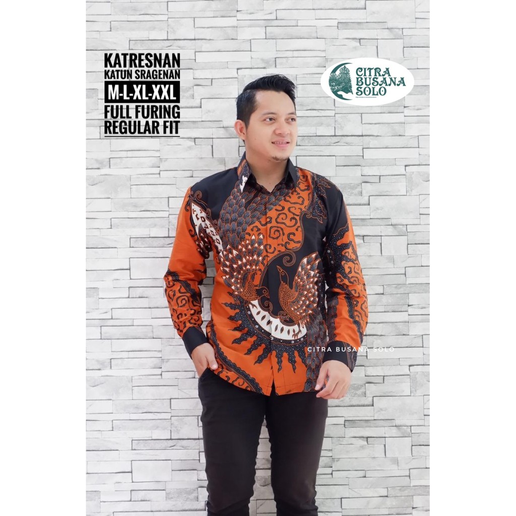 Batik Pria KATRESNAN Kemeja Full Furing Bahan Katun Sragenan