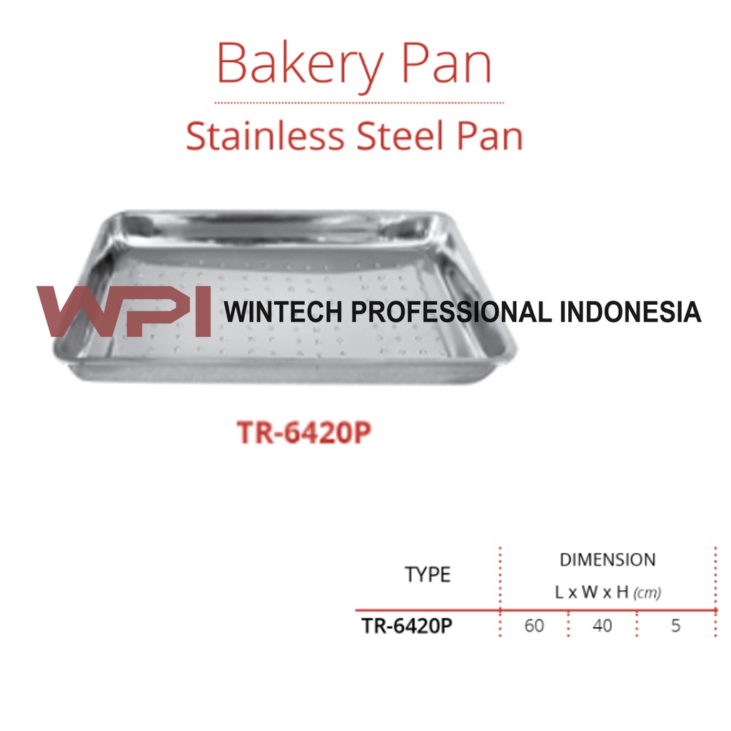 Getra Tr-6420P TR6420P Stainless Steel Pan Perforated - Pan Stainless Berlubang 600 x 400 x 50 mm un