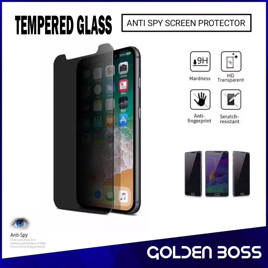 Samsung J7 Prime Iphone X XS 11 Pro Redmi Note 9 Anti Gores Spy Tempered Glass Spy Privacy HITAM HP