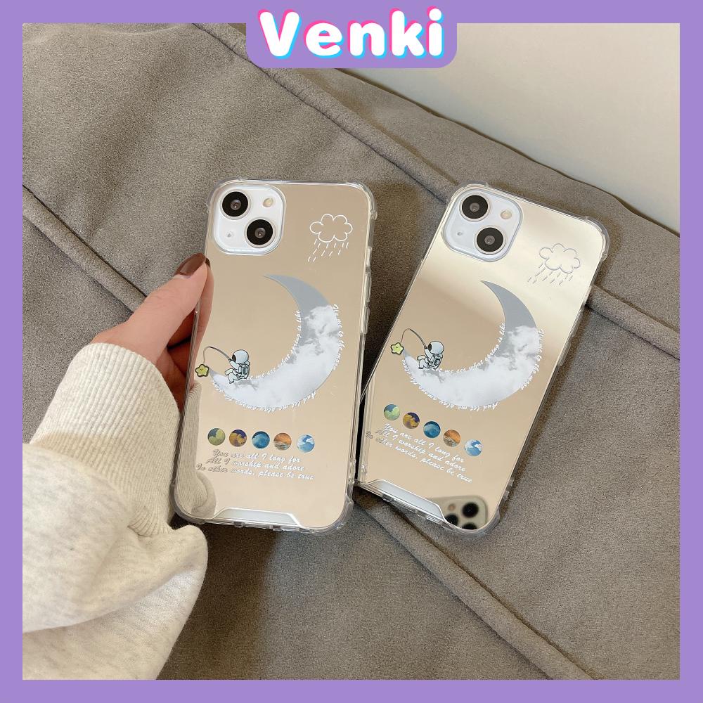 iPhone Case Acrylic HD Mirror Laser Airbag Shockproof Protection Camera Cute Moon Cloud Astronaut Compatible For iPhone 11 iPhone 13 Pro Max iPhone 12 Pro Max iPhone7Plus iPhone xr