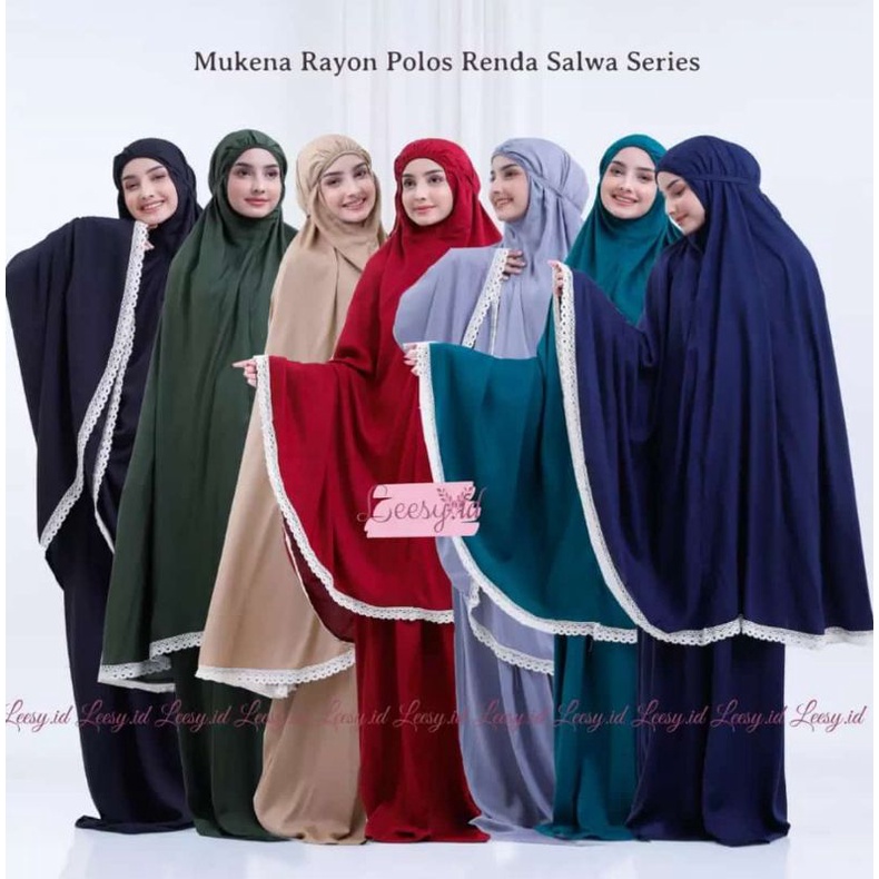 mukena rayon polos renda salwa