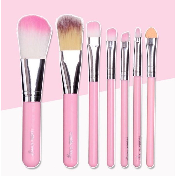 BRUSH MAKE UP SET 7 IN 1 MOTIF HELLO KITTY PERLENGKAPAN MAKE UP BOX