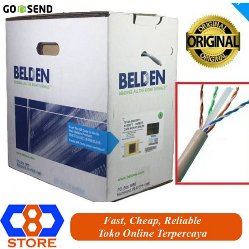 KABEL UTP BELDEN CAT 6 USA ORIGINAL RESMI 7814A 1000 FEET 305M